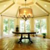 84 round dining table on classic birdcage pedestal and custom brass feet, extra large one-piece round table - Image 22
