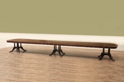 Large 9 foot to 21 foot mahogany dining table with Duncan Phyfe Pedestals. an AP Exclusive by AntiquePurveyor