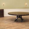 Large Round Dining Table, Expandable Round Dining Table Seats 10 People with Leaf Storage Cabinet