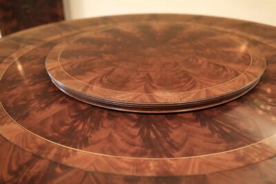 Mahogany lazy susan for large round dining table seating 10 people an AP Exclusive by AntiquePurveyor