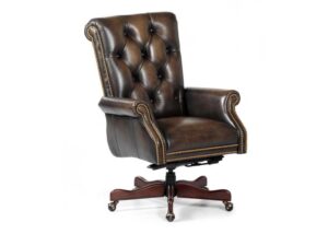 Executive, office or conference chair with rolling casters and tufted leather