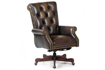 Executive, office or conference chair with rolling casters and tufted leather