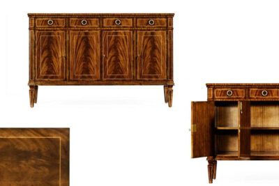 Flame Mahogany Regency Style Buffet, Federal-Style Side Cabinet With Four Doors