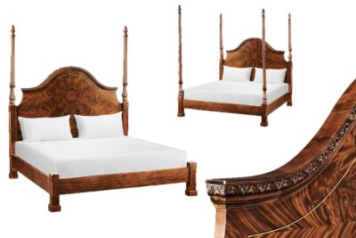 Four-Poster King Bed, Mahogany King-Size Pineapple Poster Bed With Adjustable Box Spring Height an AP Exclusive by AntiquePurveyor