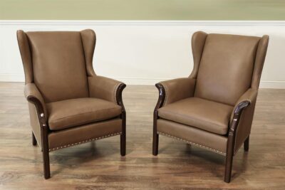 Hancock & Moore Swindon Wingback Chair – Belgium Chocolate & Kip Leather