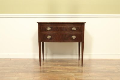 Small Mahogany Buffet. Hepplewhite Style Buffet With Slide-Out Serving Tray. Banded Mahogany Top.