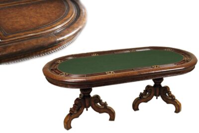 Large 8 person leather and felt topped poker table or gaming table.