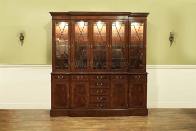 Large Mahogany China Cabinet With 9 Drawers and 4 Enclosed Compartments Behind Doors