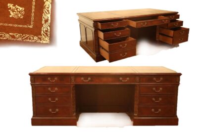 Leather top desk, high-end mahogany leather top executive desk, Large size.
