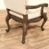 Queen Anne Camel Back Dining Chairs with Neutral Beige Fabric with cabriole legs, serpentine stretchers, rustic reclaimed walnut finish. - Image 3