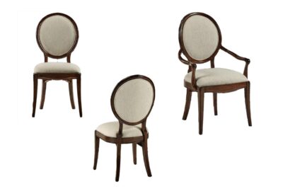 Round back dining room chairs, solid mahogany chairs with engineered fabric an AP Exclusive by AntiquePurveyor