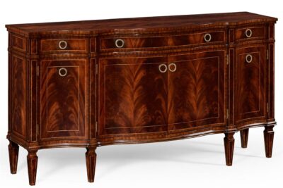 Serpentine Mahogany Sideboard, Bow front sideboard with three doors and four doors