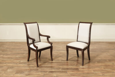Transitional Dark Brown Mahogany Chairs with Crypton Fabric an AP Exclusive by AntiquePurveyor