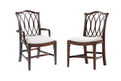 Trellis Straight-Leg Chippendale mahogany dining room chairs with open splat
