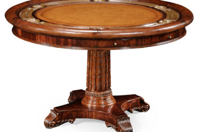 52in Round leather top games table or poker table. Luxurious 2-6 person poker table