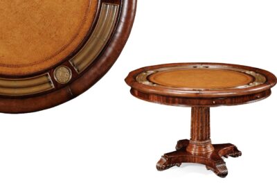 52in Round leather top games table or poker table. Luxurious 2-6 person poker table