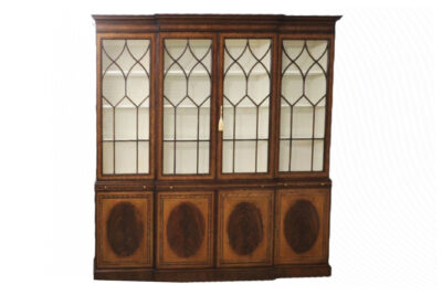 EJ Victor China Cabinet Breakfront with Silverware Drawers and Trays