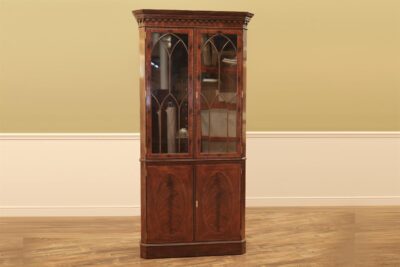 Hepplewhite style mahogany corner china cabinet