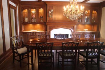 High end custom French style 8 leg mahogany table made in America.