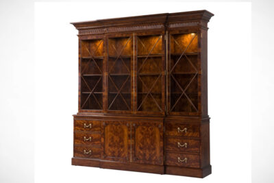 Luxurious flame mahogany china cabinet. Flame mahogany interior