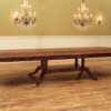Finely Inlaid Mahogany Dining Table Seats 8 to 12 People w Self-Storing Leaves