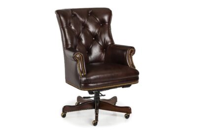 Tufted leather executive chair with swivel tilt