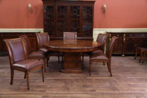 Solid walnut leather upholstered dining chairs available