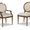 Round Back Dining Room Chairs with Walnut Finish and Modern Louis XV legs by Woodbridge Furniture