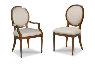 Round Back Dining Chairs with Medium Walnut Finish