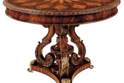 41-inch floral inlaid gold accented center table