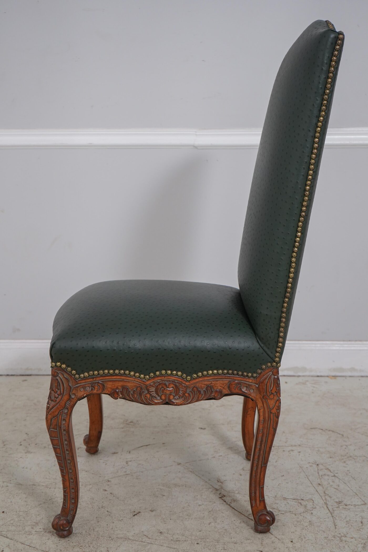 10 French Green Leather Dining Chairs with Ostrich Embossed Leather - Image 51