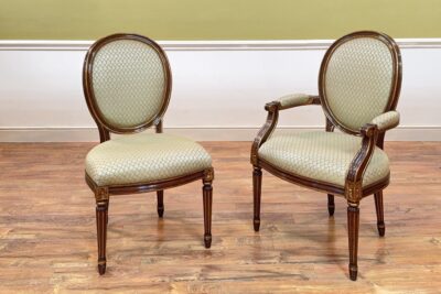 Set of 8 Vintage Louis XVI Round-Back Dining Chairs