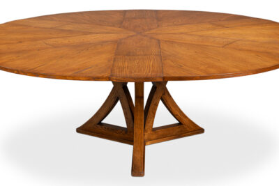 66-86 Round Jupe Table, Golden Oak Dining Table for Seating 6-10 People