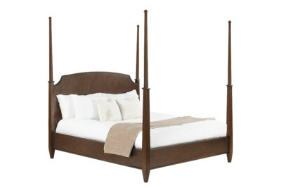 King Poster Bed Frame with Crown Mahogany Headboard