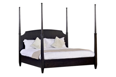 Modern King Poster Bed in Dark Walnut Finish