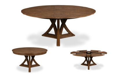 Round Oak Jupe Table with Medium Brown Finish
