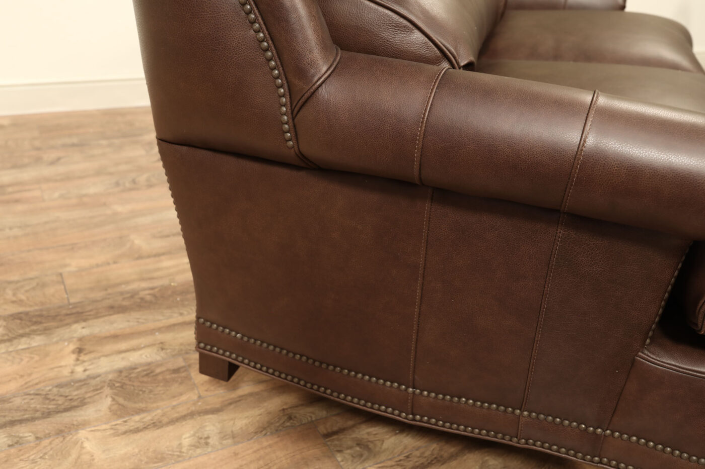 Brown Leather Loveseat, American Made Customizable Loveseat - Image 6