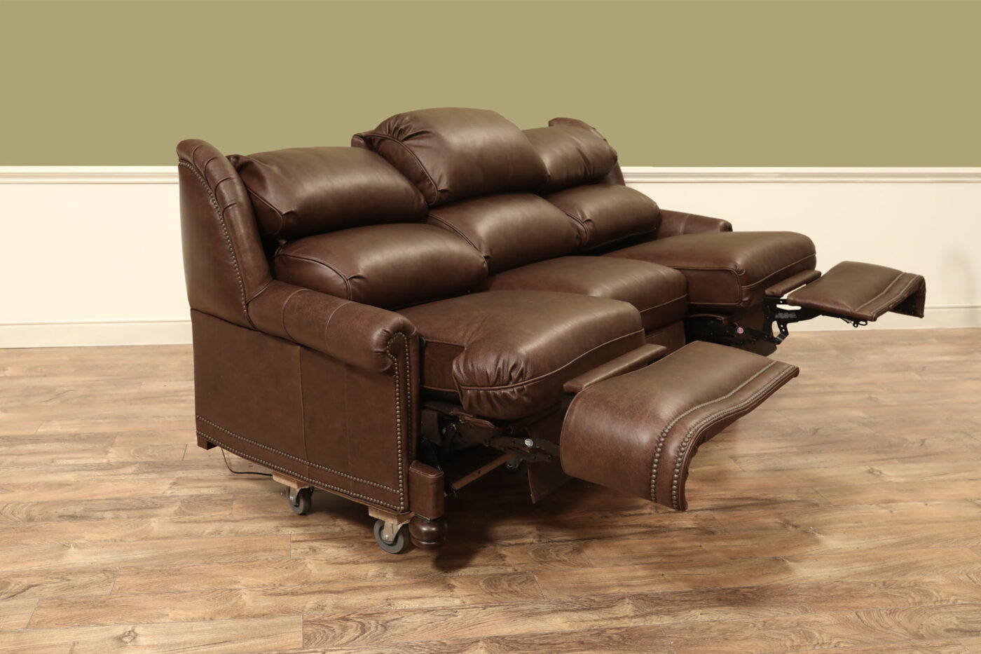 Brown leather power recliner