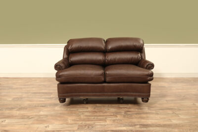 Brown Leather Loveseat, American Made Customizable Loveseat