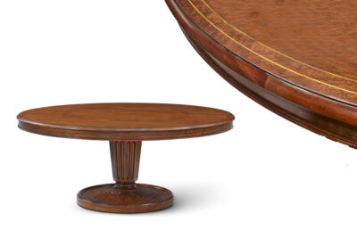 Round Walnut Pedestal Table with Built-In Lazy Susan