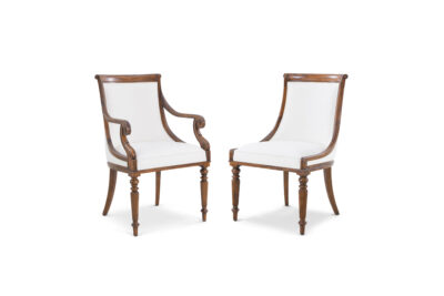 Scoop Back Dining Chairs with Fluted Legs & Paneled Backs