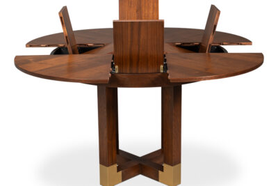 Small Brooklyn Jupe Table with Modern Block Feet in Black Walnut FInish