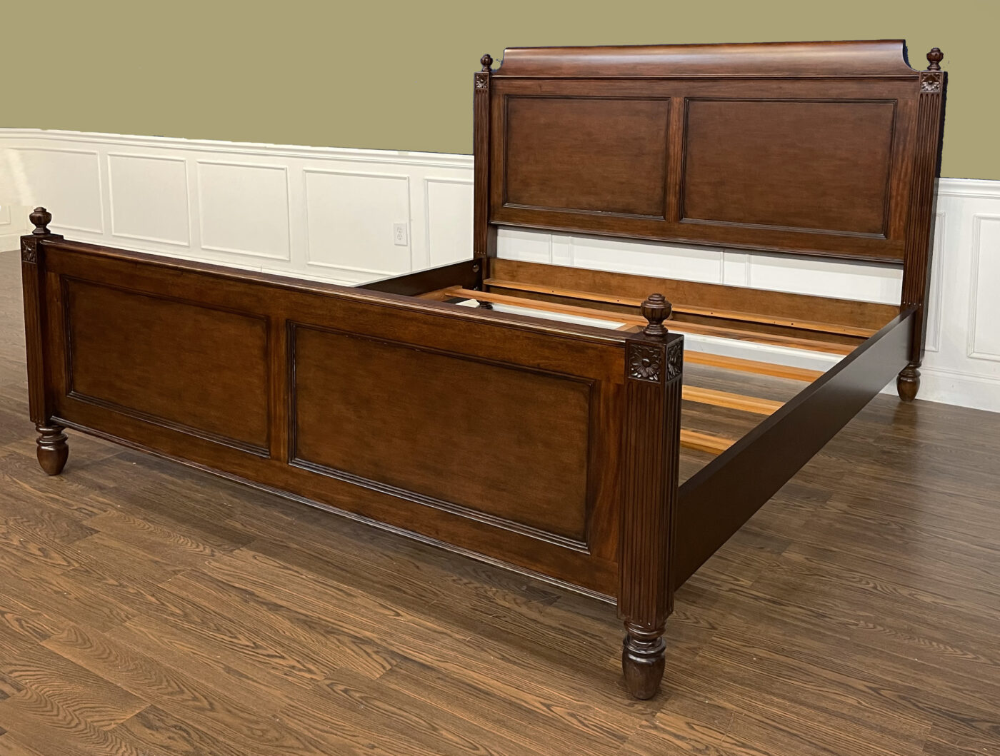 Wood Panel Bed with Headboard & Footboard Raised Panels,  KING and QUEEN Size Bed Frames Available - Image 3