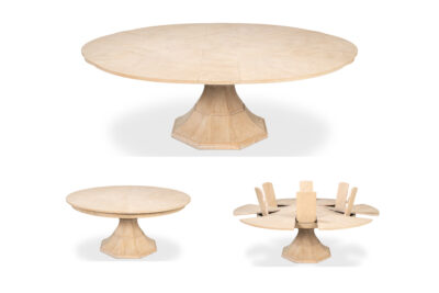 Giselle Jupe Table with Tulip Pedestal and Bleached Oak Natural Finish