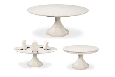 Large Giselle Jupe Table with Tulip Pedestal and Modern White Finish