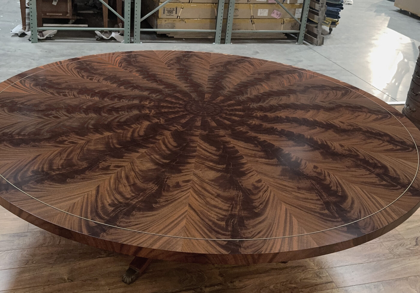 90" Round Mahogany Dining Table for Seating 10-12 People BROWN finish - Image 3
