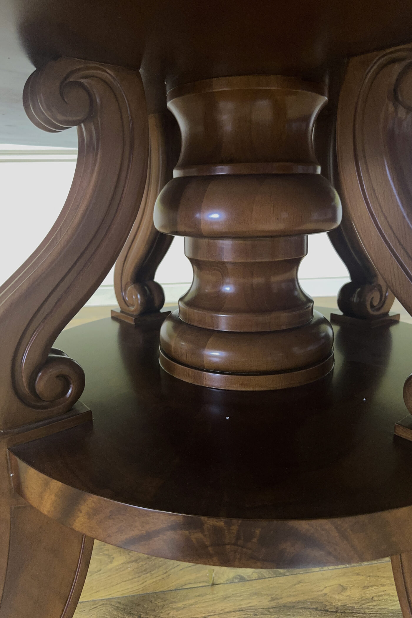 90" Round Mahogany Dining Table for Seating 10-12 People BROWN finish - Image 21
