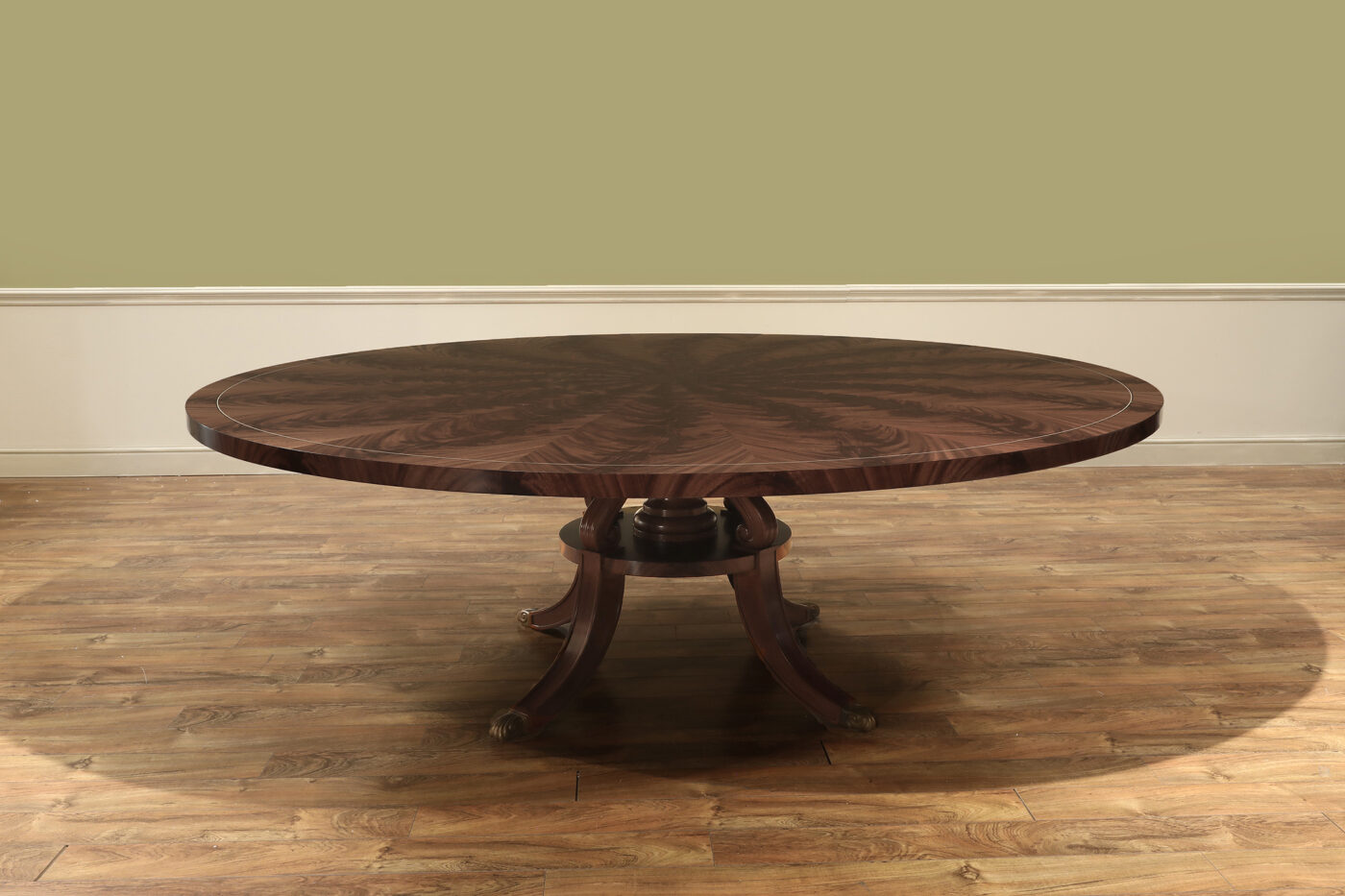 90" Round Mahogany Dining Table for Seating 10-12 People BROWN finish - Image 2