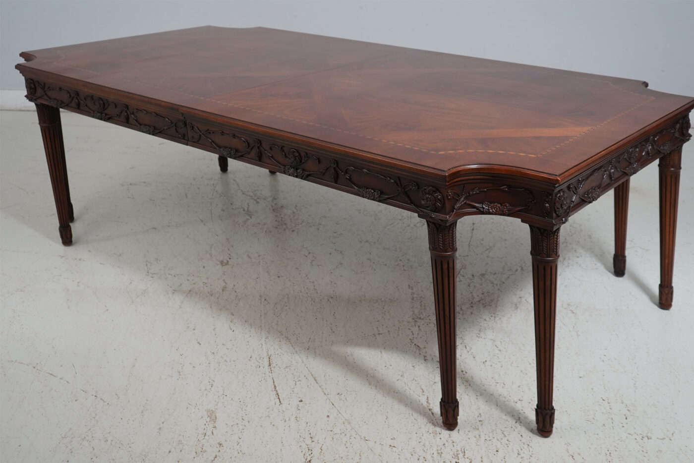 French Dining Room Table, Leg Table with Walnut Finish - Image 3