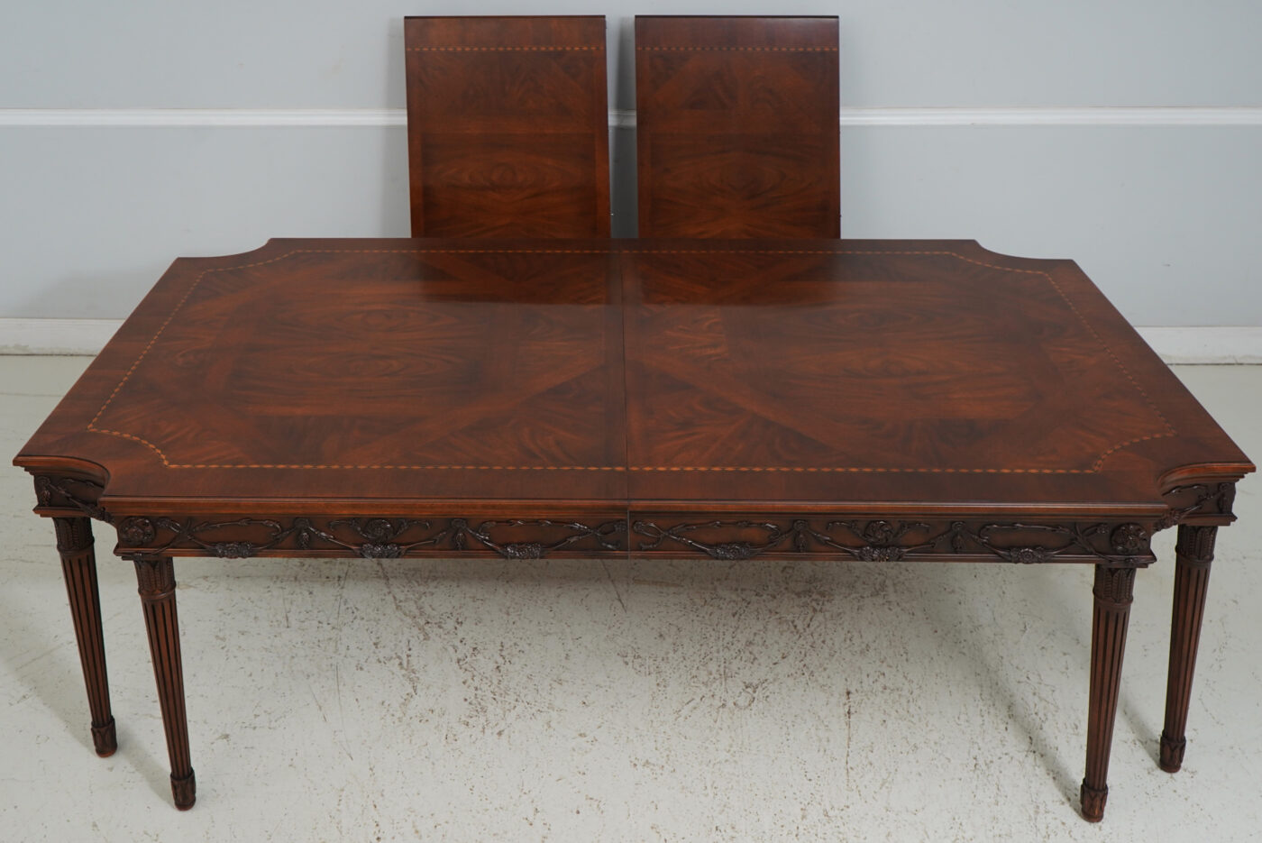 French Dining Room Table, Leg Table with Walnut Finish - Image 2